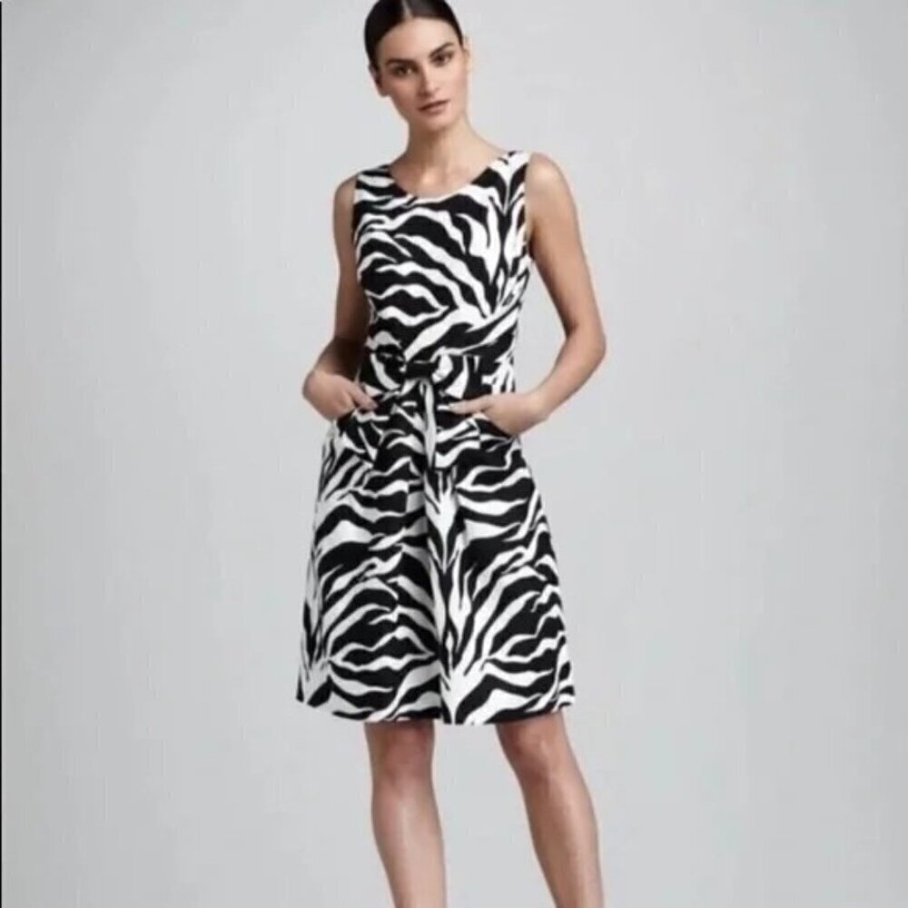 Kate Spade Womens Dress Size 8 Black A line Jillian Sleeveless Animal Print - Picture 10 of 10